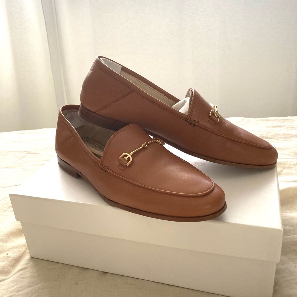 Sam Edelman Lorain Bit Loafer Saddle Brown Leather Flats Gold